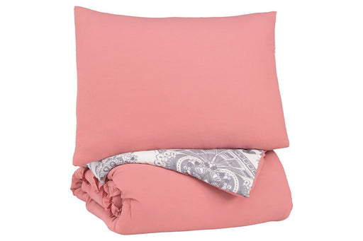 Avaleigh Pink/White/Gray Twin Comforter Set - Lara Furniture