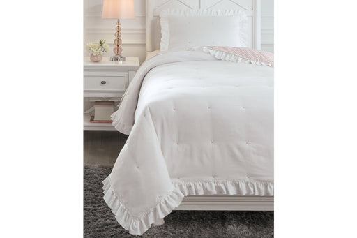 Jenalyn White/Light Pink Twin Comforter Set - Lara Furniture