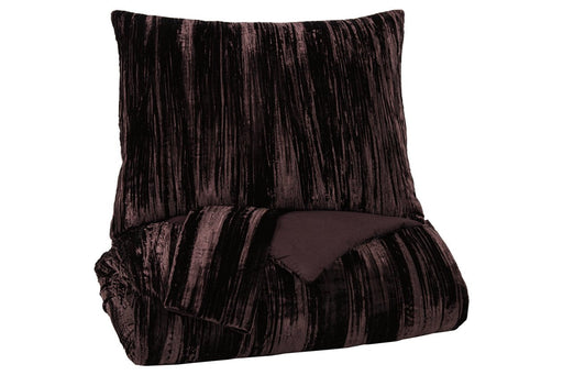 Wanete Wine 3-Piece King Comforter Set - Lara Furniture