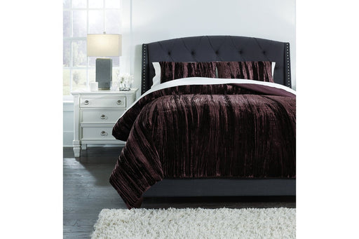 Wanete Wine 3-Piece King Comforter Set - Lara Furniture