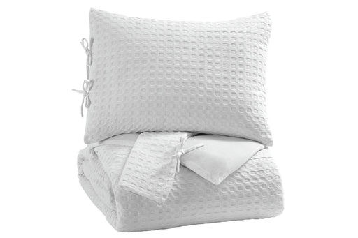 Maurilio White 3-Piece Queen Comforter Set - Lara Furniture