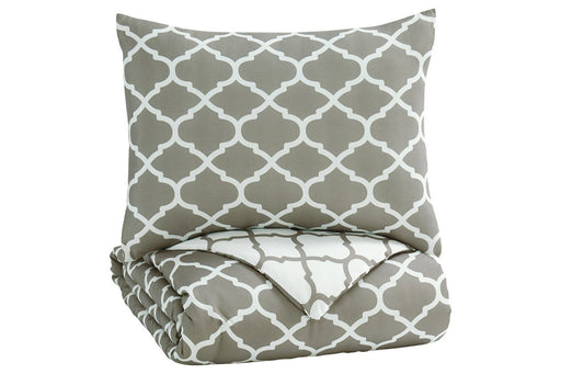 Media Gray/White 2-Piece Twin Comforter Set - Lara Furniture