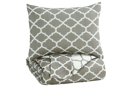 Media Gray/White 3-Piece Full Comforter Set - Lara Furniture