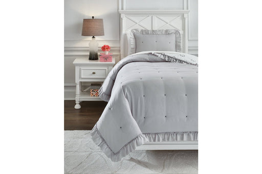 Hartlen Gray/White Twin Comforter Set - Lara Furniture