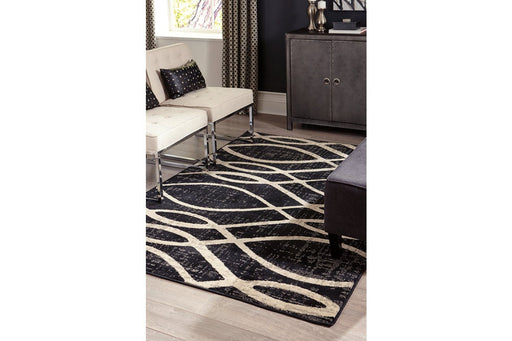Avi Black/Cream/Gray 5'3" x 7'6" Rug - Lara Furniture