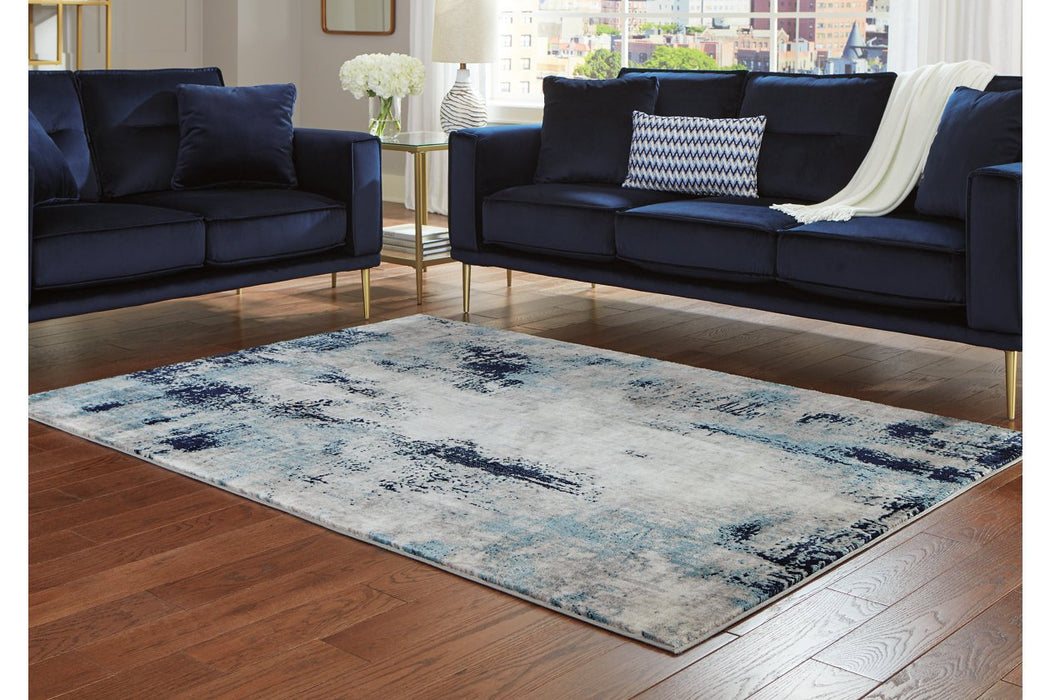 Leonelle Cream/Blue/Gray Large Rug - Lara Furniture