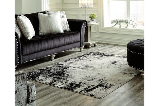 Zekeman Black/Cream/Gray Large Rug - Lara Furniture