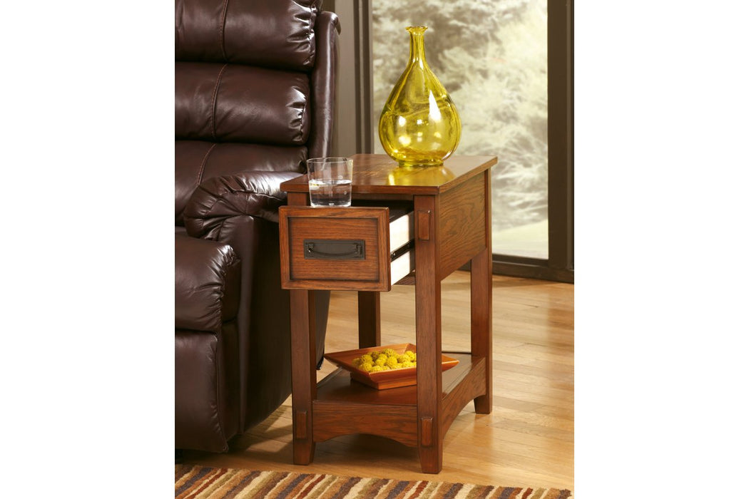 Breegin Brown Chairside End Table - Lara Furniture