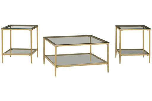 Zerika Gold Finish Table (Set of 3) - Lara Furniture