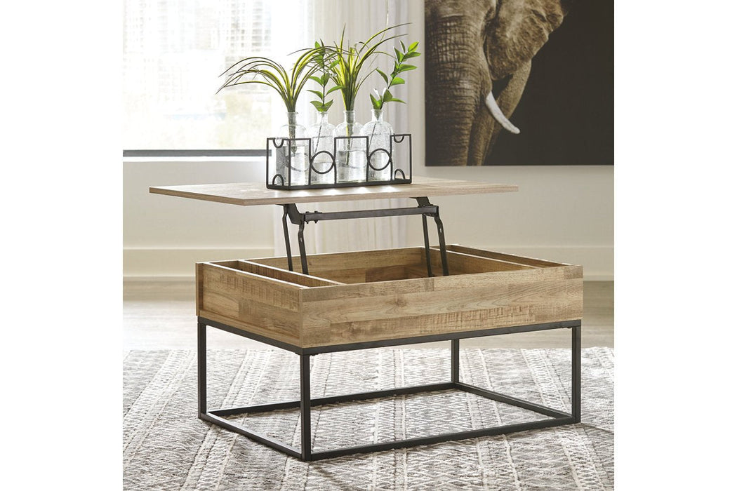 Gerdanet Natural Lift-Top Coffee Table - Lara Furniture