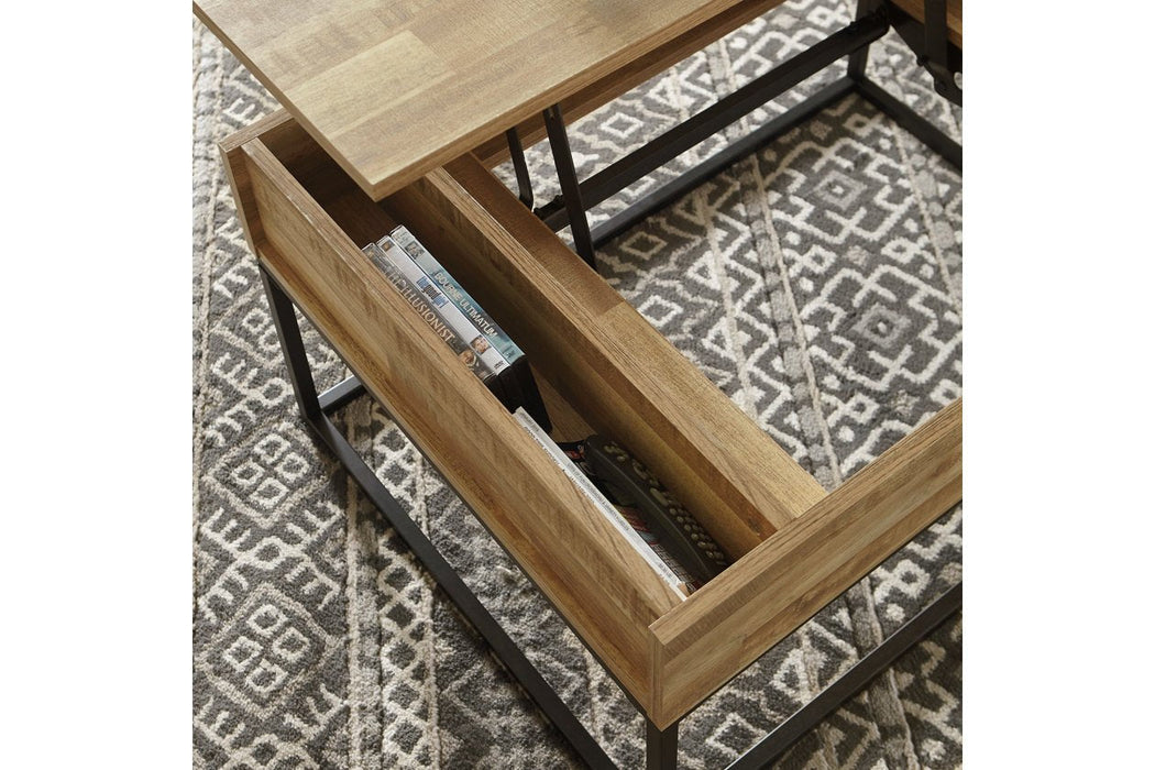 Gerdanet Natural Lift-Top Coffee Table - Lara Furniture