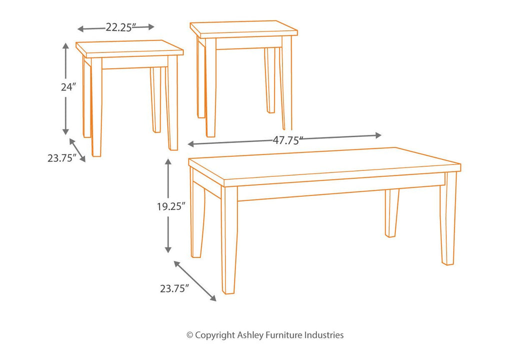 Theo Warm Brown Table (Set of 3) - Lara Furniture