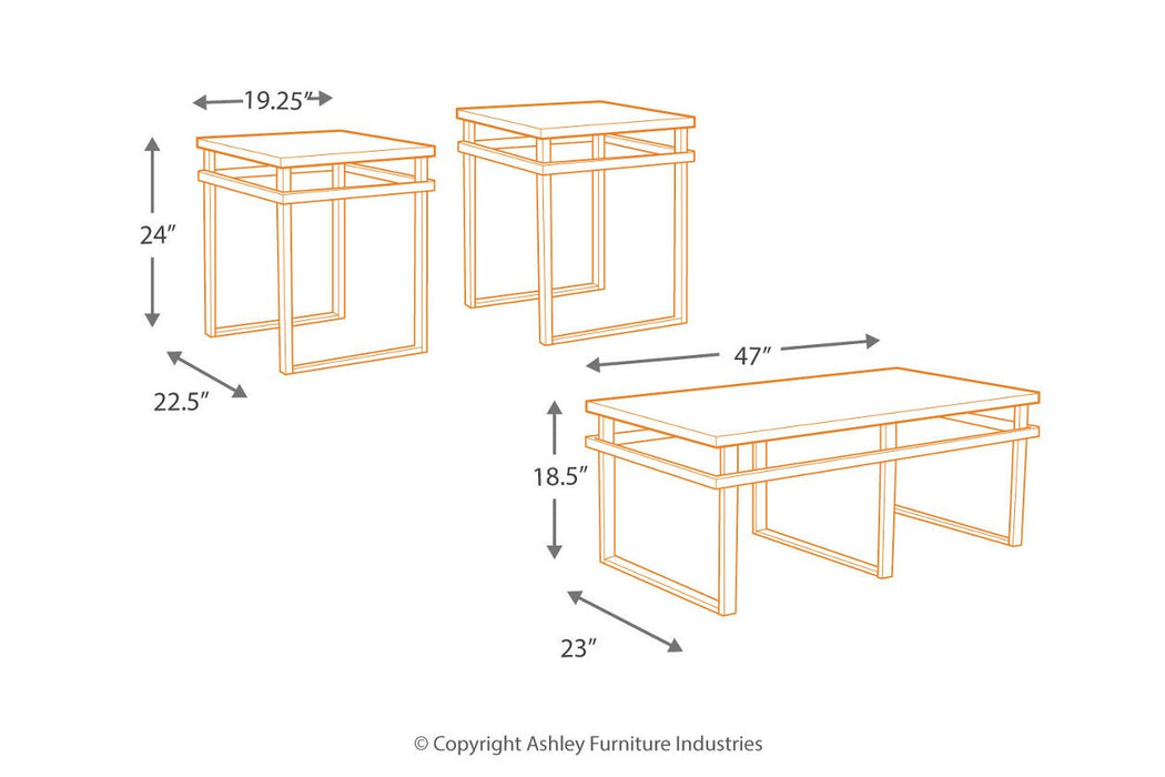 Laney Black Table (Set of 3) - Lara Furniture