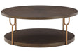Brazburn Dark Brown/Gold Finish Coffee Table - Lara Furniture