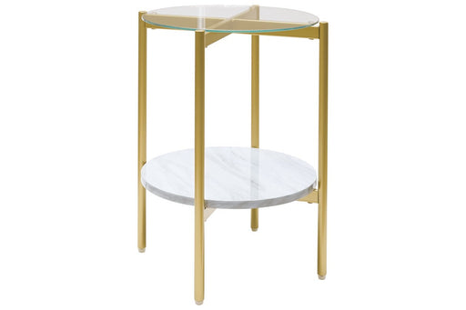Wynora White/Gold End Table - Lara Furniture