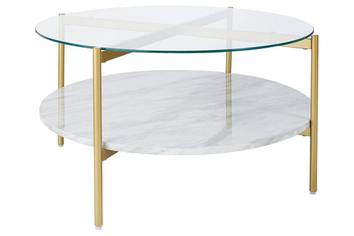 Wynora White/Gold Coffee Table - Lara Furniture