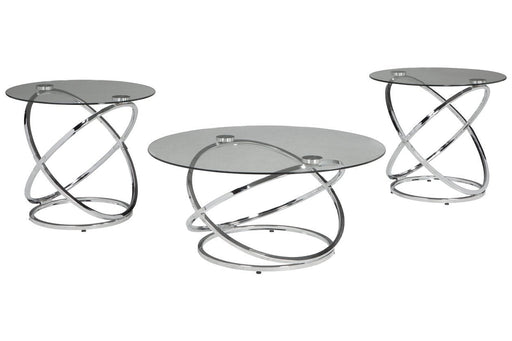 Hollynyx Chrome Finish Table (Set of 3) - Lara Furniture