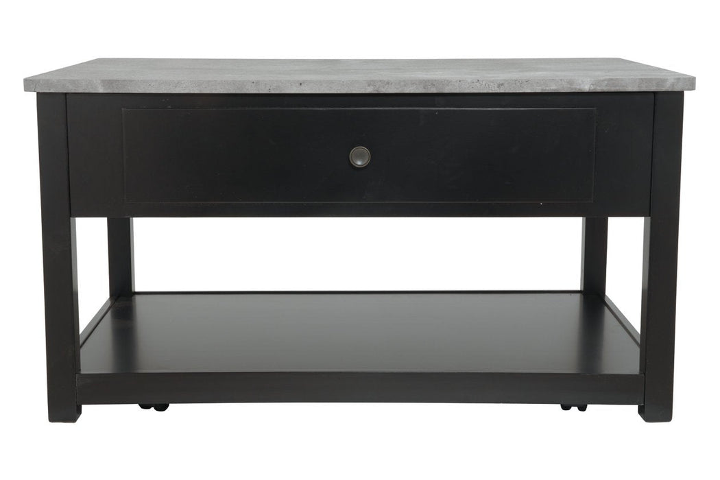 Ezmonei Black/Gray Coffee Table with Lift Top - Lara Furniture