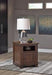Budmore Brown End Table with USB Ports & Outlets - Lara Furniture