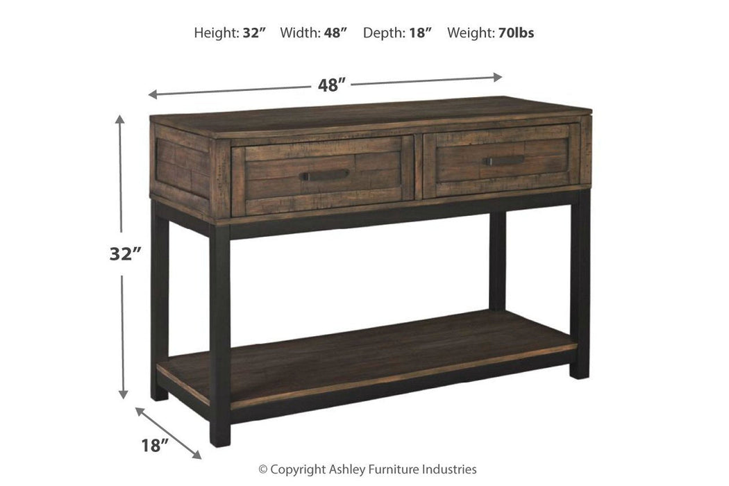 Johurst Grayish Brown Sofa/Console Table - Lara Furniture