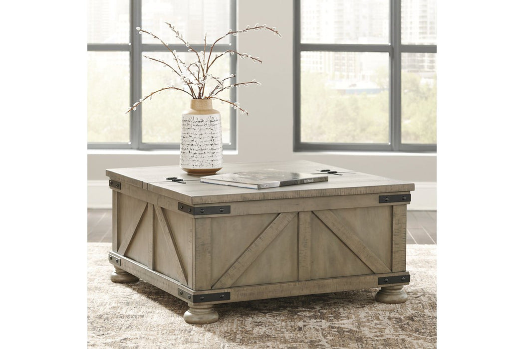 Aldwin Gray Coffee Table with Lift Top - Lara Furniture