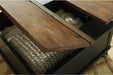 Valebeck Black/Brown Coffee Table with Lift Top - Lara Furniture