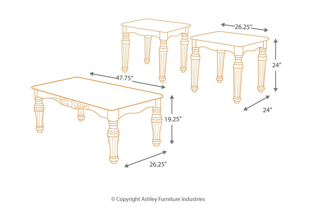 North Shore Dark Brown Table (Set of 3) - Lara Furniture