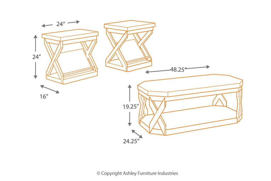 Radilyn Grayish Brown Table (Set of 3) - Lara Furniture