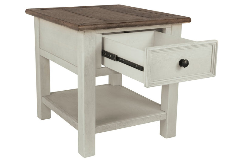 Bolanburg Two - tone Chairside End Table with USB Ports & Outlets - Lara FurnitureEnd Table Chair Side