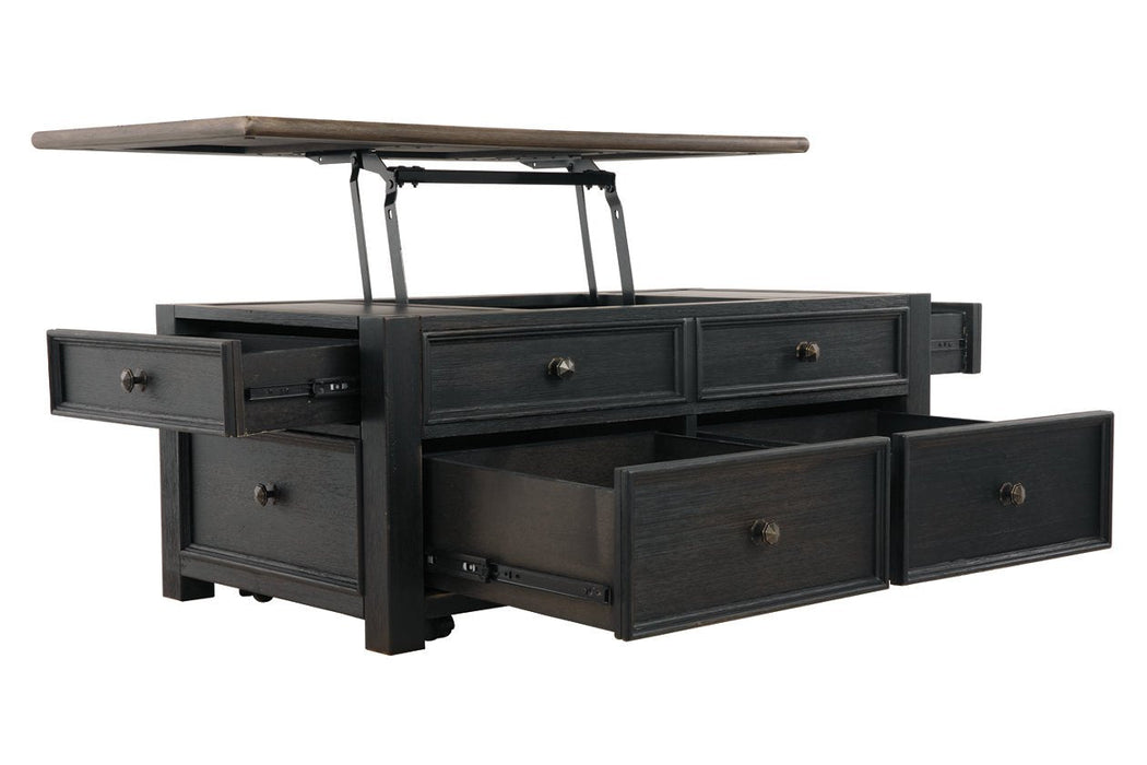 Tyler Creek Grayish Brown/Black Coffee Table with Lift Top - Lara Furniture