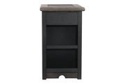 Tyler Creek Grayish Brown/Black Chairside End Table with USB Ports & Outlets - Lara FurnitureEnd Table Chair Side