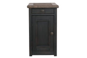 Tyler Creek Grayish Brown/Black Chairside End Table with USB Ports & Outlets - Lara FurnitureEnd Table Chair Side