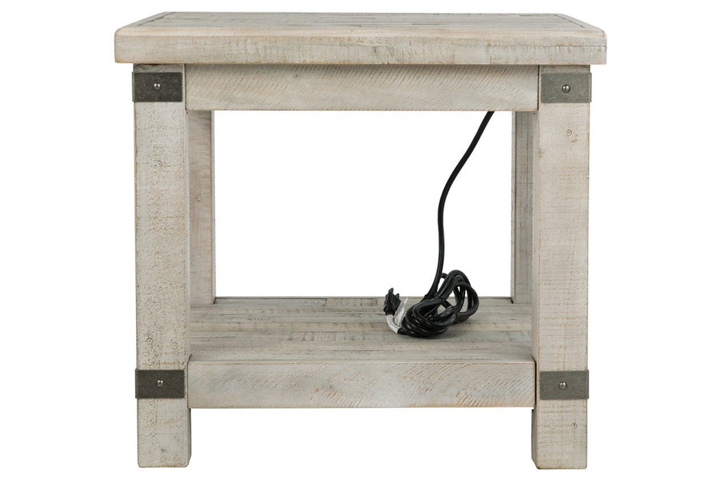 Carynhurst White Wash Gray End Table - Lara Furniture