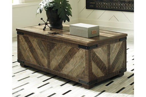 Cordayne Rustic Brown Coffee Table With Storage - Lara Furniture