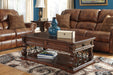 Alymere Rustic Brown Coffee Table with Lift Top - Lara Furniture