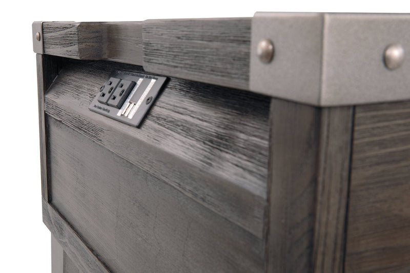 Todoe Dark Gray End Table with USB Ports & Outlets - Lara FurnitureEnd Table