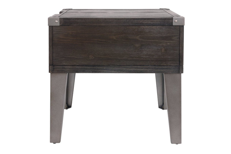 Todoe Dark Gray End Table with USB Ports & Outlets - Lara FurnitureEnd Table