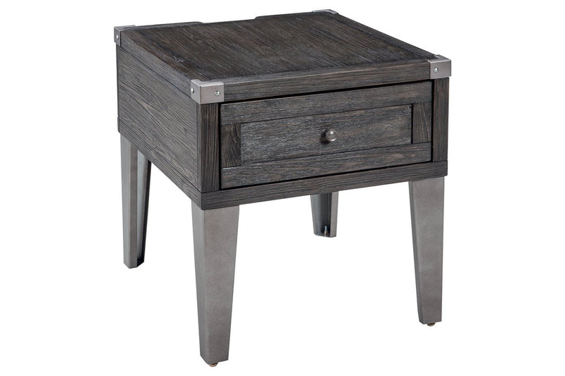 Todoe Dark Gray End Table with USB Ports & Outlets - Lara FurnitureEnd Table