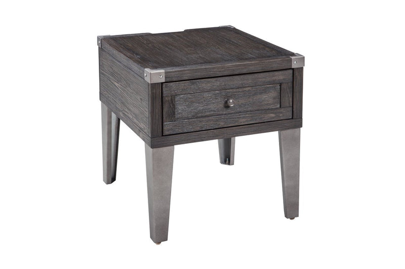 Todoe Dark Gray End Table with USB Ports & Outlets - Lara FurnitureEnd Table