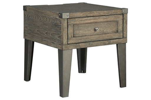 Chazney Rustic Brown End Table - Lara Furniture