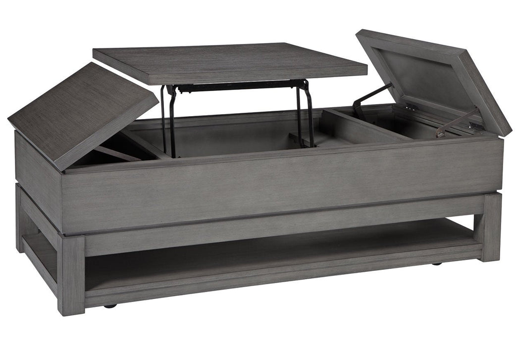 Caitbrook Gray Lift-Top Coffee Table - Lara Furniture