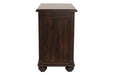 Barilanni Dark Brown Chairside End Table with USB Ports & Outlets - Lara Furniture