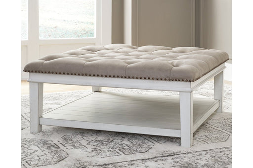 Kanwyn Whitewash Upholstered Ottoman Coffee Table - Lara Furniture