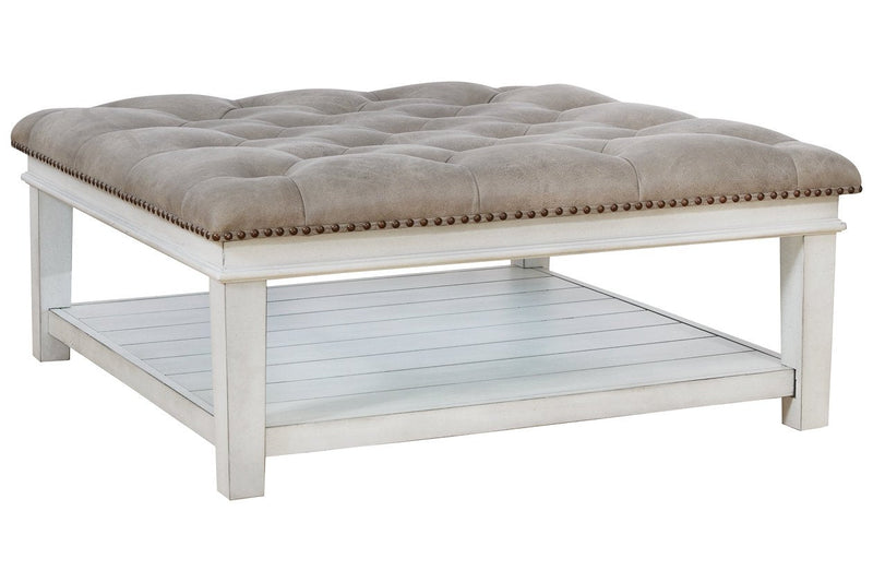 Kanwyn Whitewash Upholstered Ottoman Coffee Table - Lara FurnitureCoffee Table