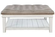 Kanwyn Whitewash Upholstered Ottoman Coffee Table - Lara FurnitureCoffee Table