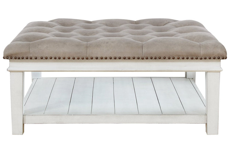 Kanwyn Whitewash Upholstered Ottoman Coffee Table - Lara FurnitureCoffee Table