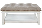 Kanwyn Whitewash Upholstered Ottoman Coffee Table - Lara FurnitureCoffee Table