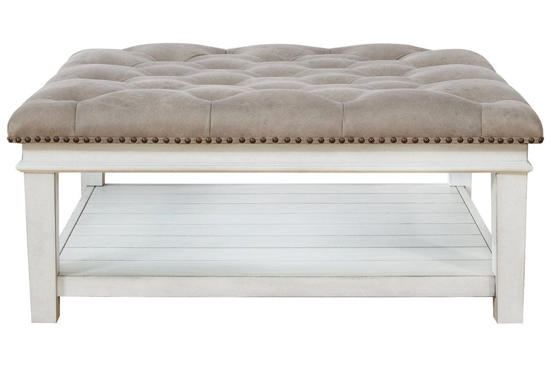 Kanwyn Whitewash Upholstered Ottoman Coffee Table - Lara FurnitureCoffee Table