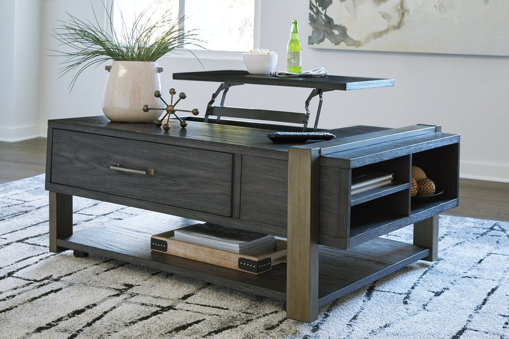 Forleeza Dark Gray Lift-Top Coffee Table - Lara Furniture