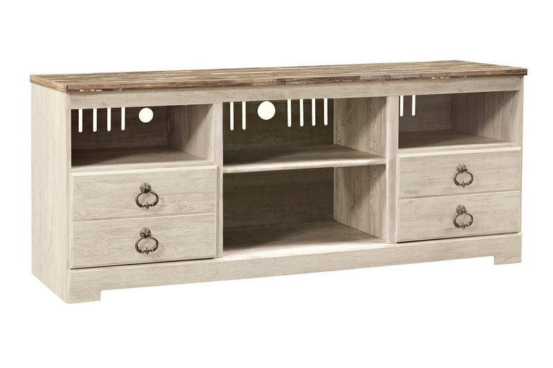 Willowton Whitewash 64" TV Stand - Lara FurnitureEntertainment Center